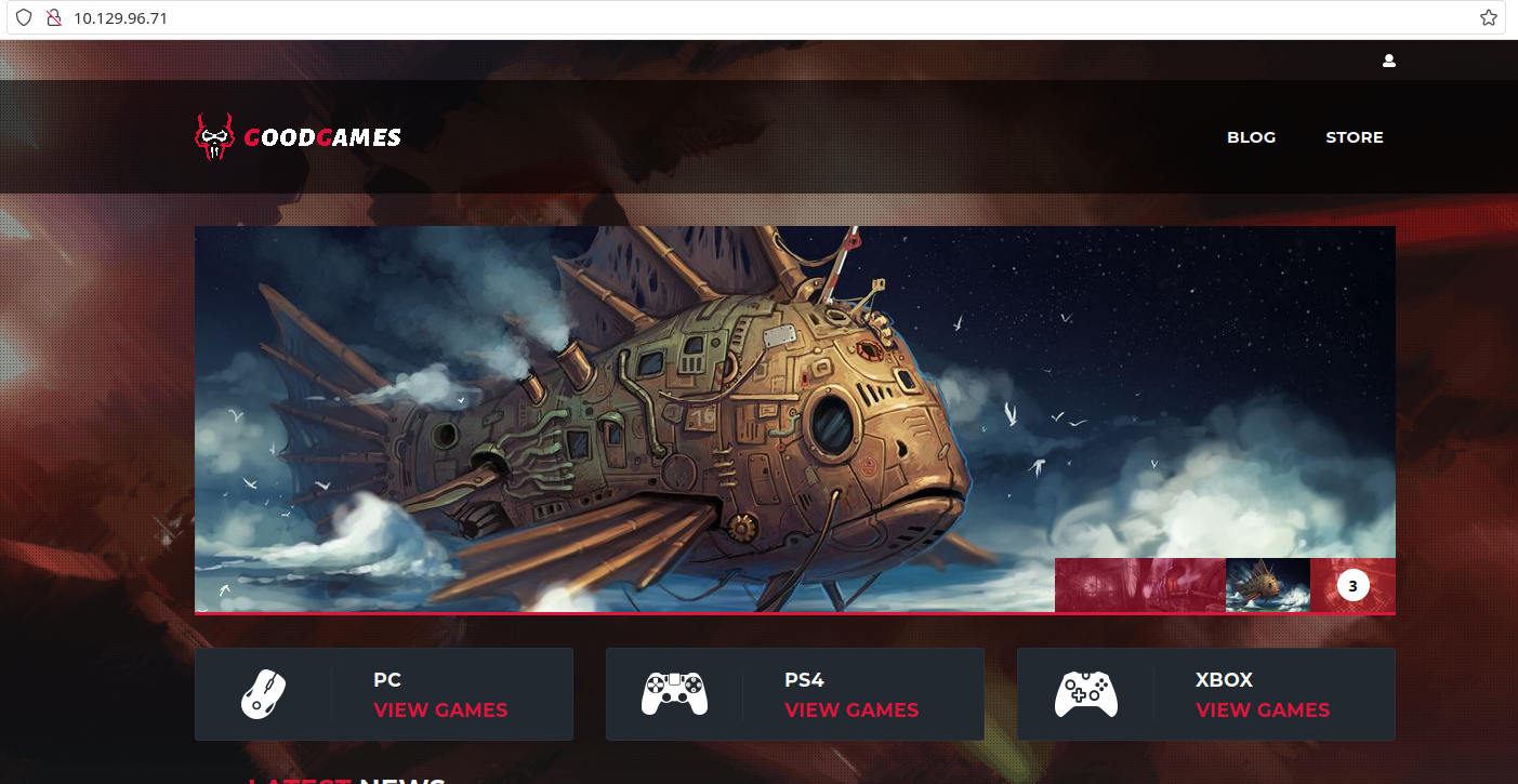 GoodGames homepage