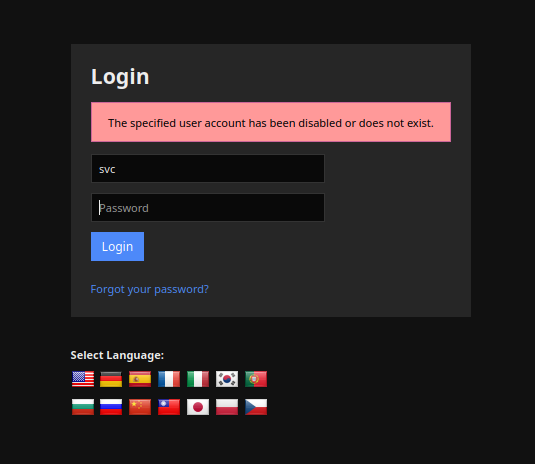 failed login attempt