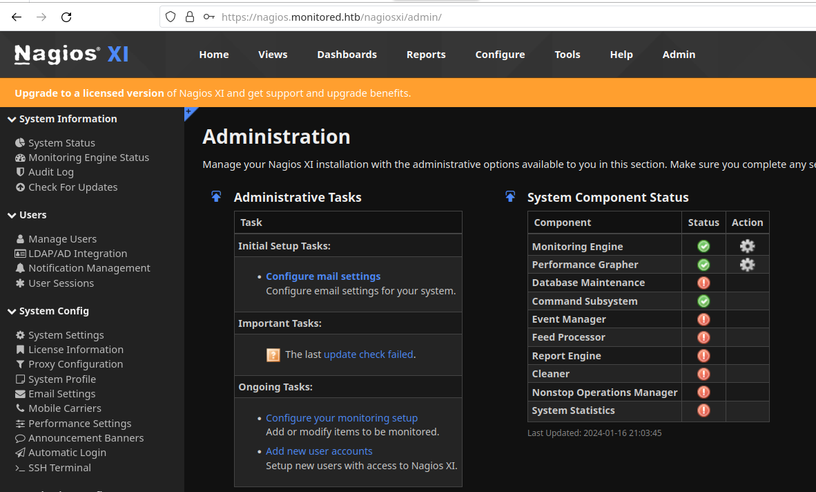 admin panel